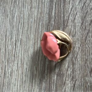 Vintage Avon Gold Coral Lotus Flower Brooch